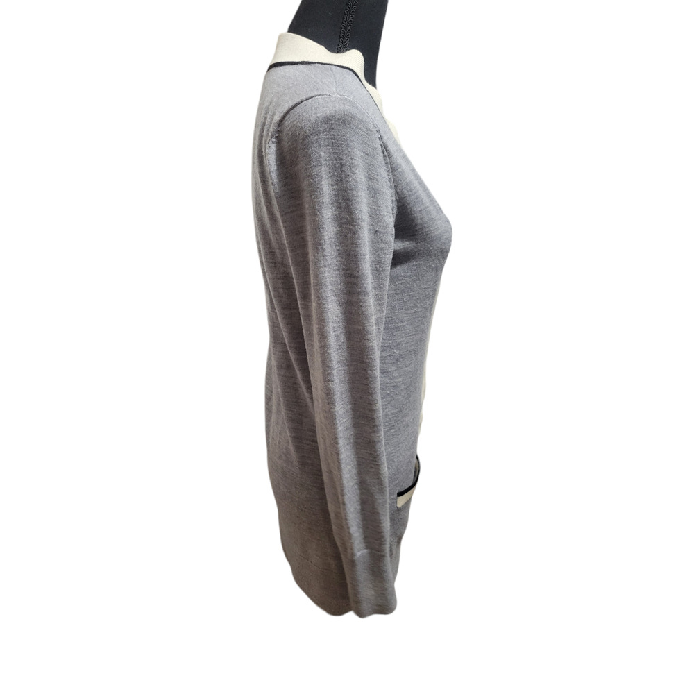 Halogen Gray Black Cream Button Down 100% Merino … - image 4